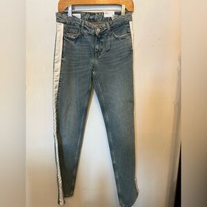 Zara Blue Skinny Jeans with White Stripe